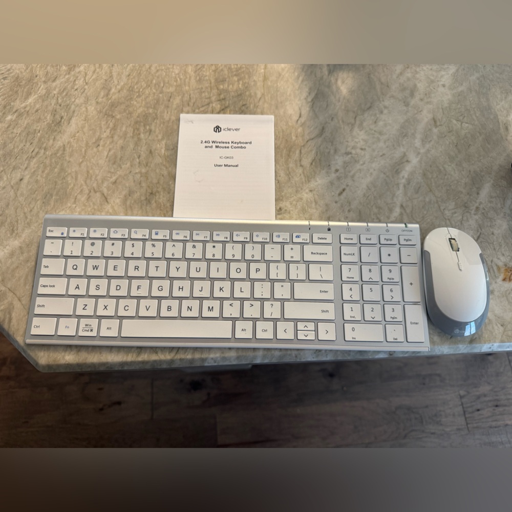 Silver Wireless Keyboard and Mouse Combo